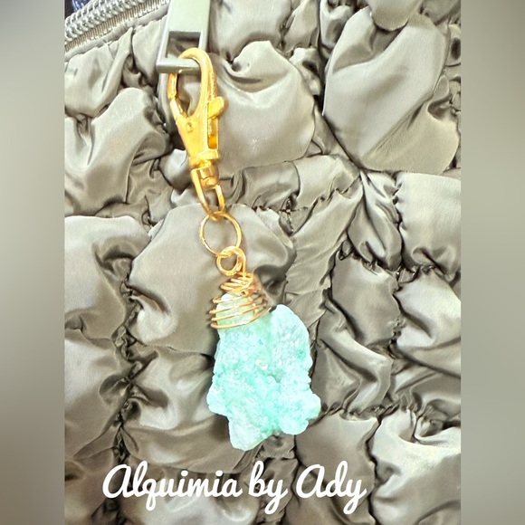 Raw aventurine chunky gemstone keychain Bag charm - Picture 1 of 3